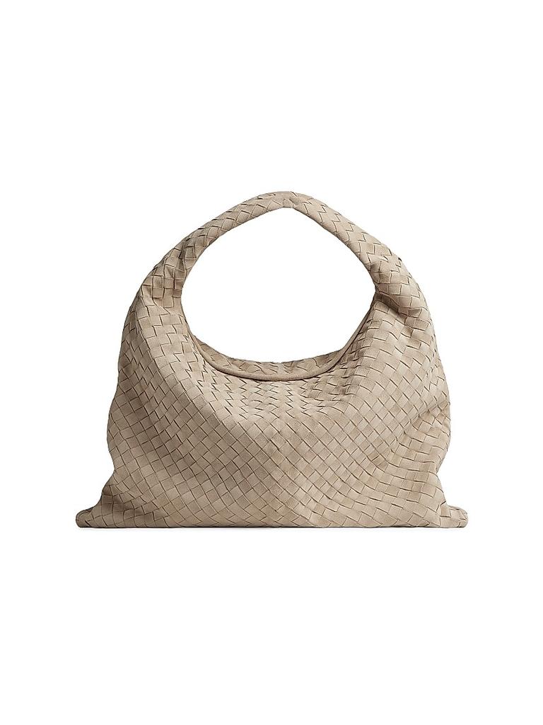 Bottega Veneta Large Hop Intrecciato Suede Hobo Bag - Tote