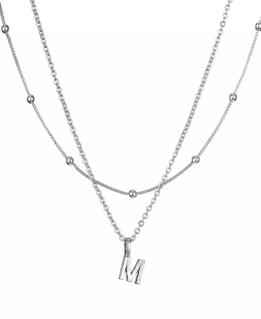ADORNIA Silver Layered Initial Necklace