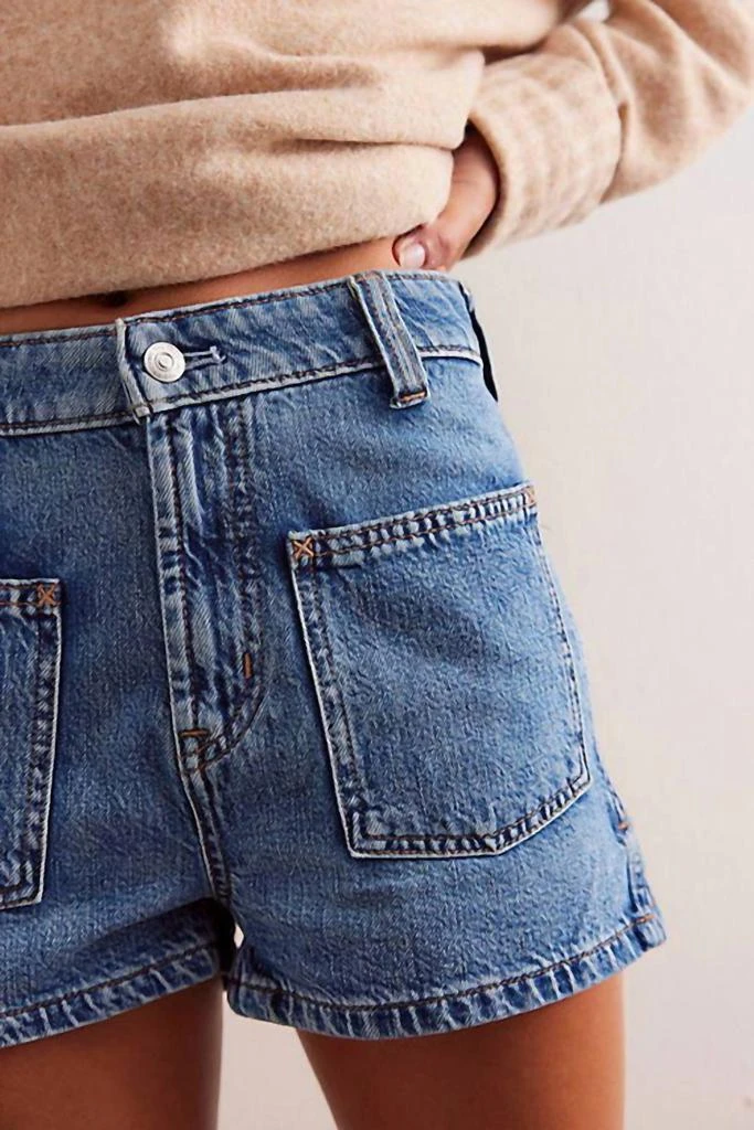 Free People Bettie Sailor Patch Pocket Denim Shorts In Blue 2