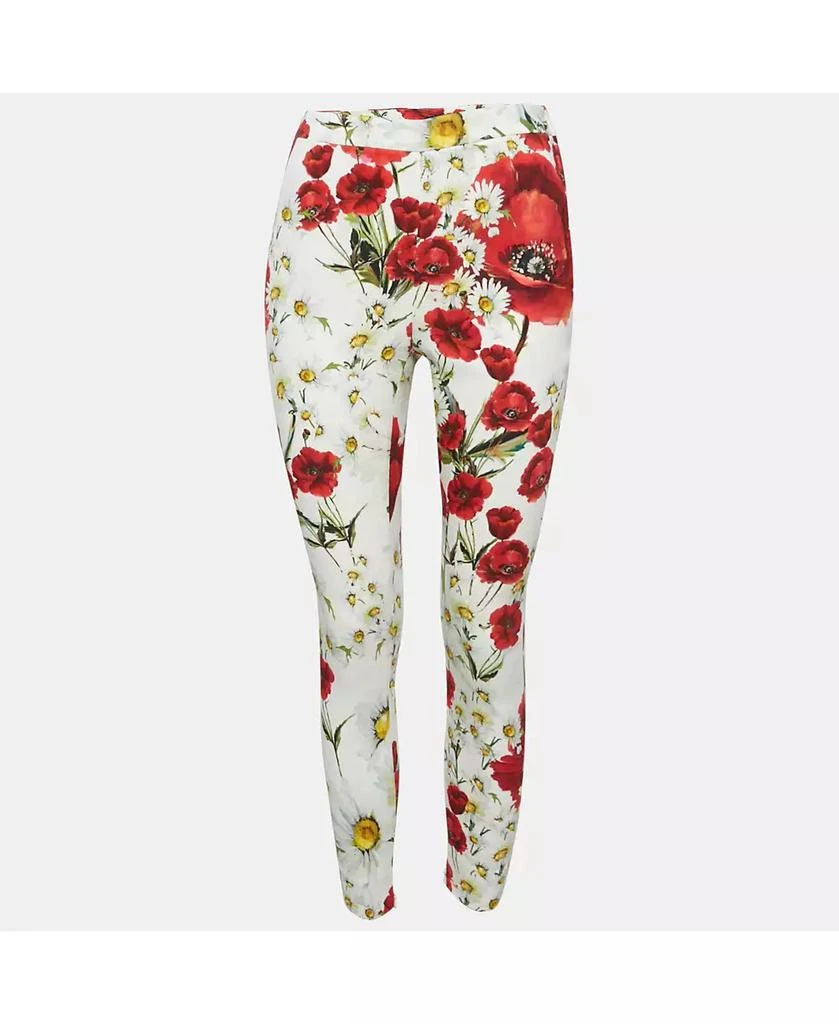 Pre-Owned Dolce 
Gabbana Women
s White Floral Print Crepe Trousers