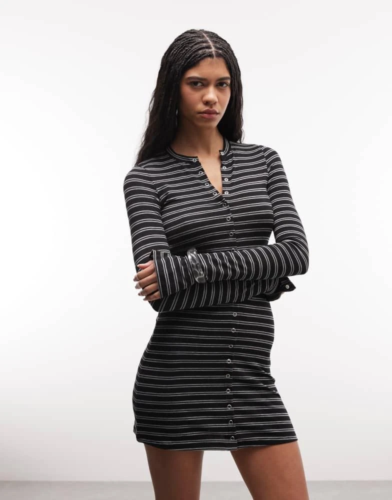 weekday long sleeve mini dress Weekday cinched long sleeve mini dress in Black