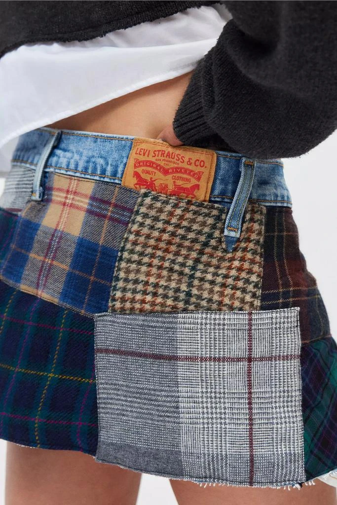 Urban Renewal ReMADE By UO Plaid Patched Denim Skirt 3