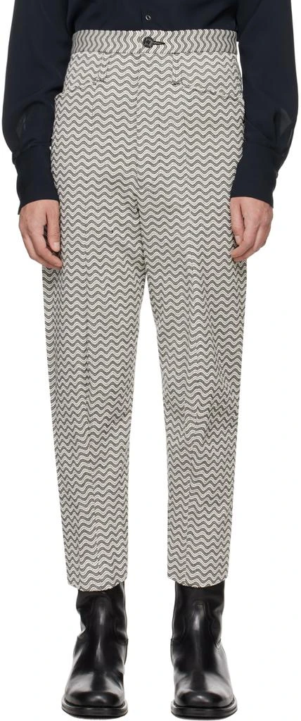 KOZABURO Black 
White 3D Shaped Trousers