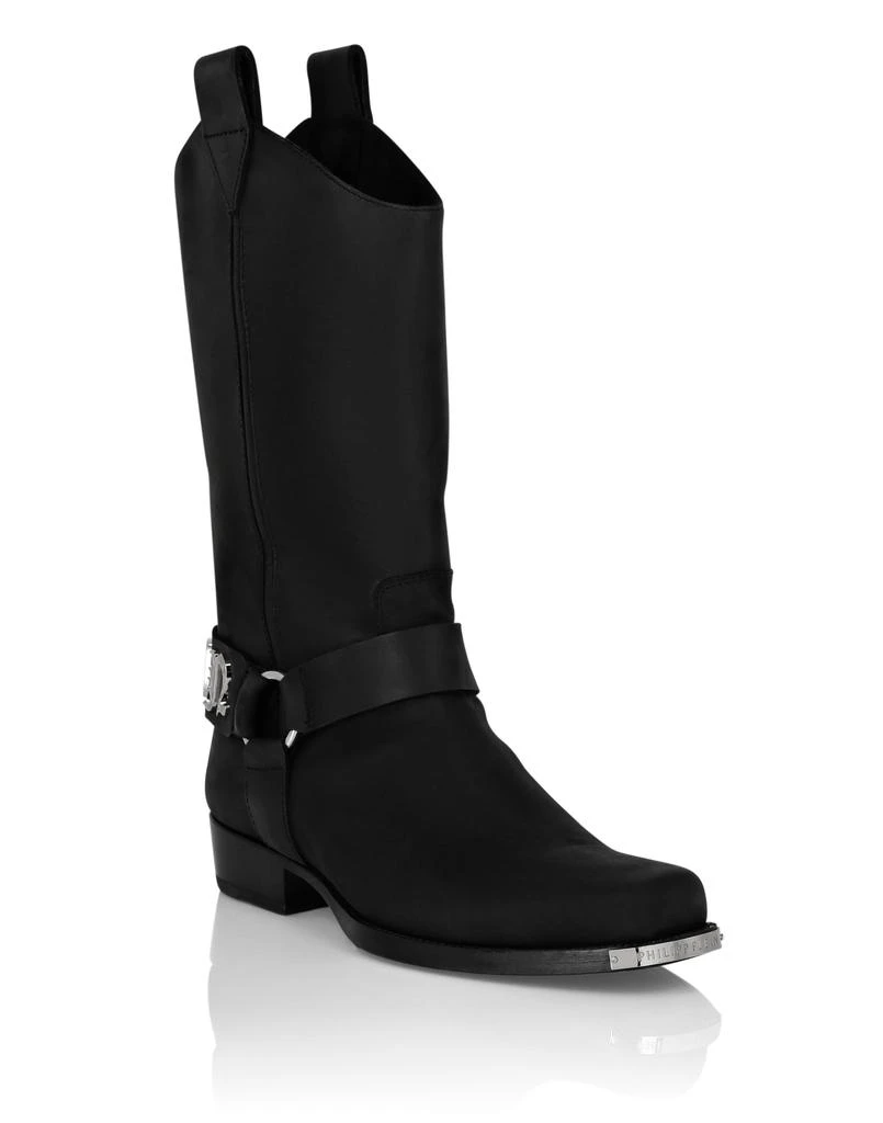 Philipp Plein Leather Boots Flat High Gothic Plein 1