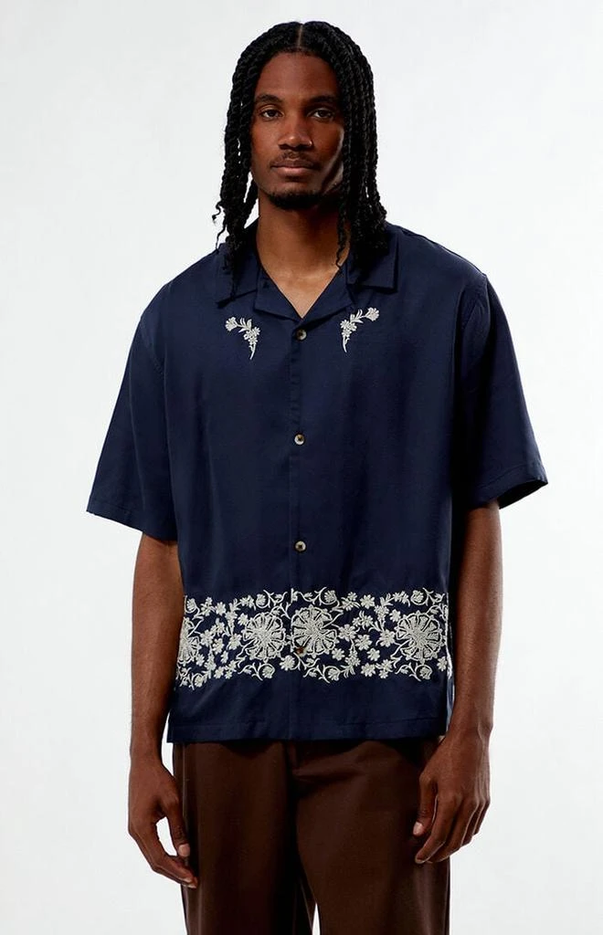 PacSun Navy Remi Oversized Resort Camp Shirt 1