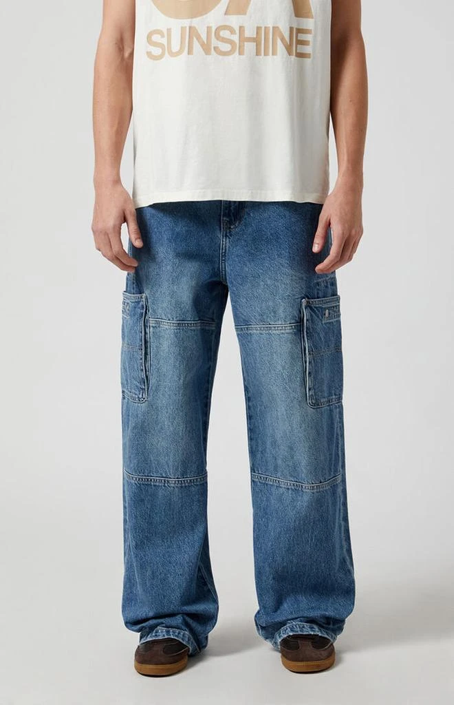 PacSun Medium Indigo Extreme Baggy Cargo Jeans 1