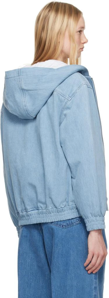 Maison Kitsune Blue Zipped Hooded Denim Jacket 3