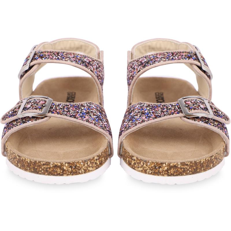 COLORS OF CALIFORNIA Glittery buckle straps sandals in pink
