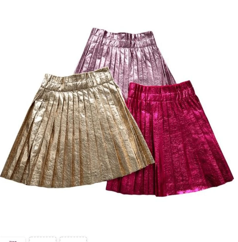 Lola + The Boys Foil Pleated Skirt 2
