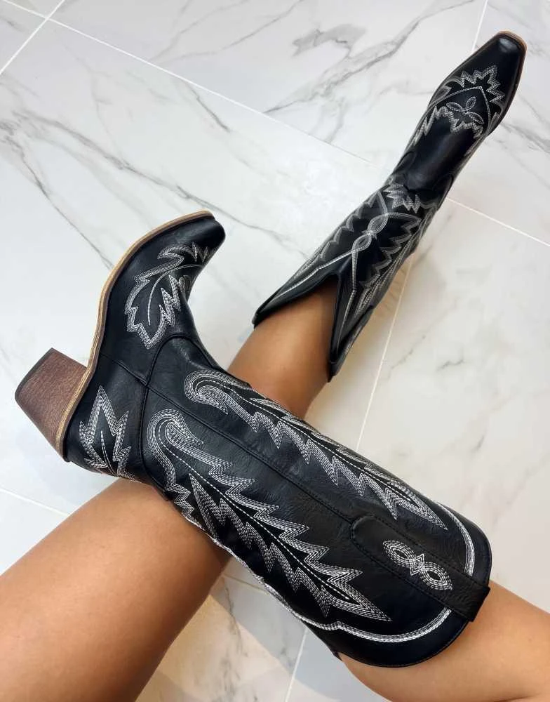 DIA Studios DIA STUDIOS Cowboy Western Boots in black  3