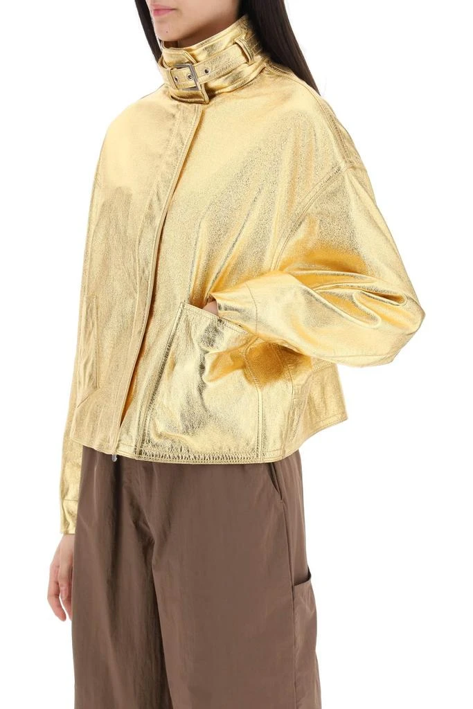 Saks Potts houston Gold-laminated Leather Bomber Jacket 4