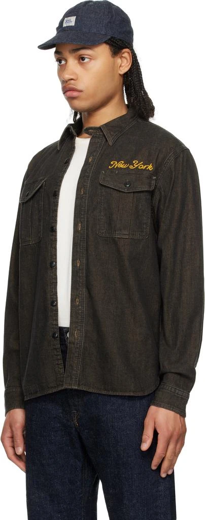 RRL Black Embroidered Work Denim Shirt 4