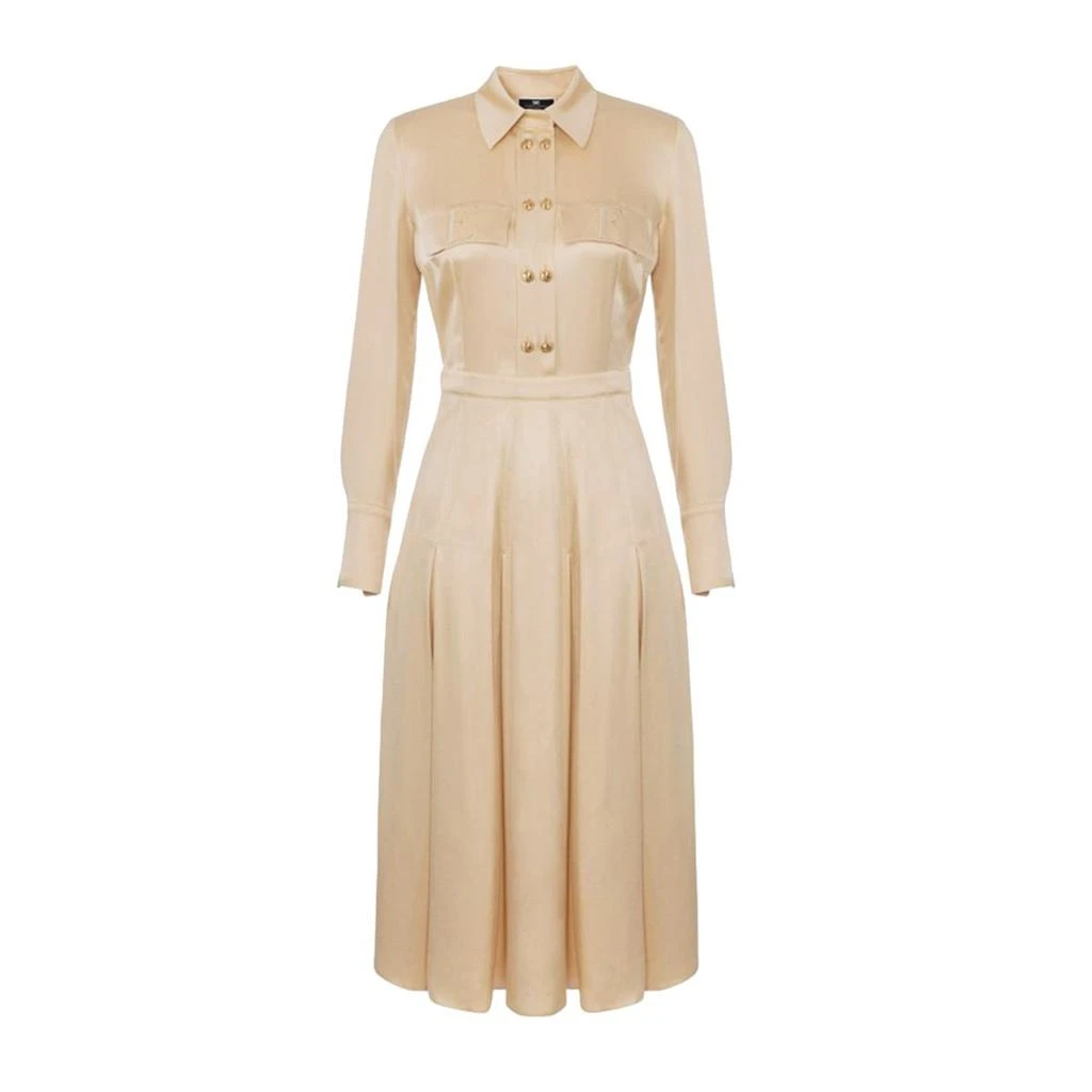 elisabetta franchi beige dress Abito Midi in Maglia Argilla Elisabetta Franchi – FerrarisBoutique main image 0