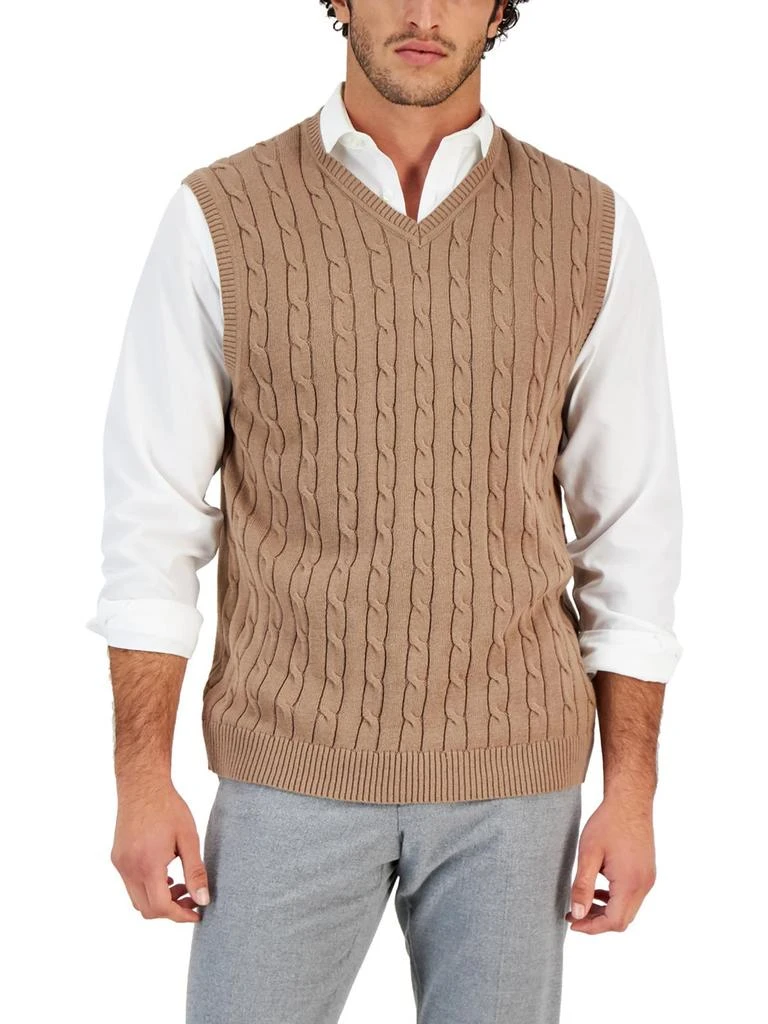Tasso Elba Mens Cable Knit V-Neck Sweater Vest 8