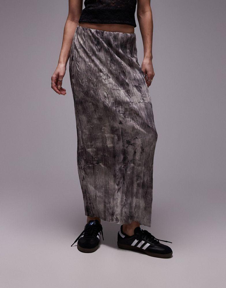 Topshop Topshop plisse maxi skirt in grey non print