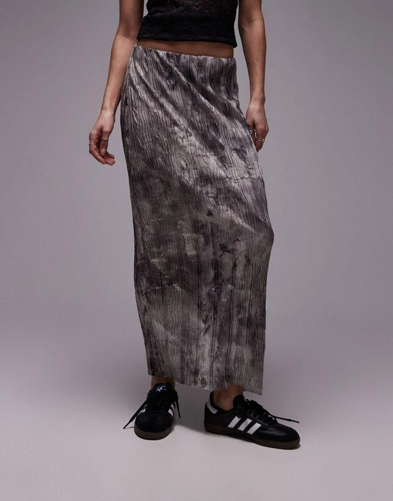 Topshop Topshop plisse maxi skirt in grey non print 1