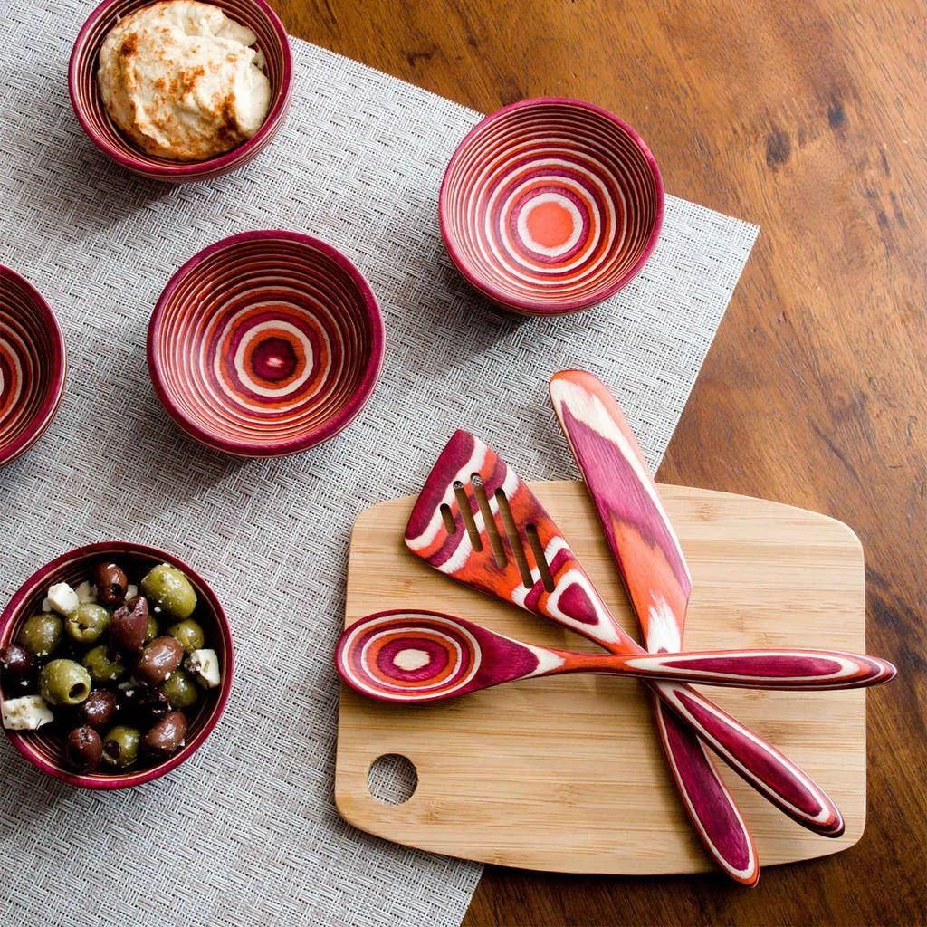 Island Bamboo Red Pakkawood Round Pinch Bowl 2
