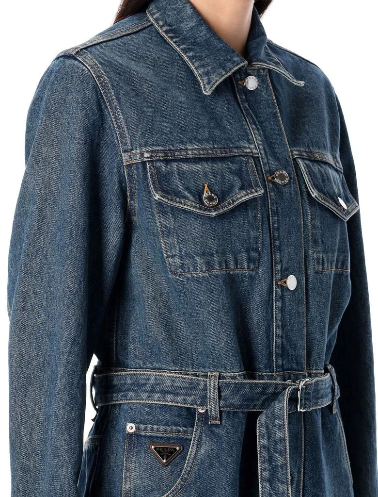 Prada Prada Long Sleeved Belted Denim Jumpsuit 3