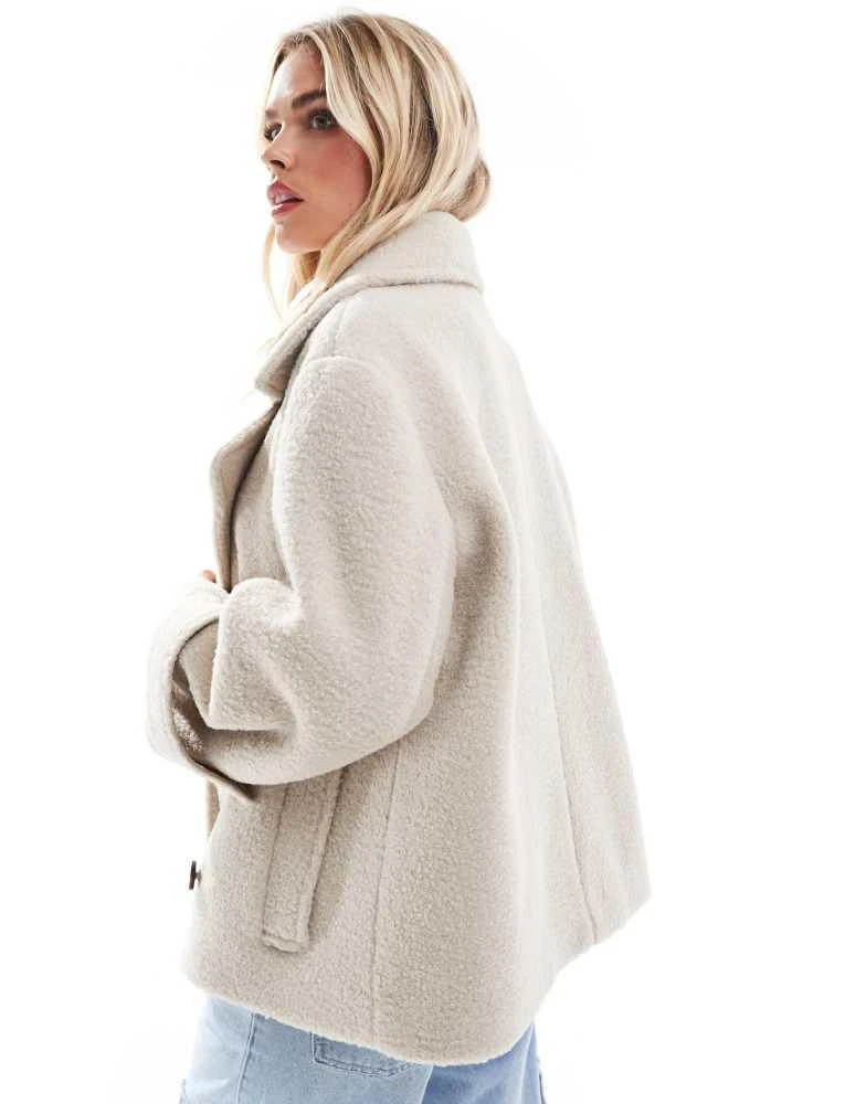 ASOS ASOS DESIGN Petite faux wool pea coat in cosy boucle 4
