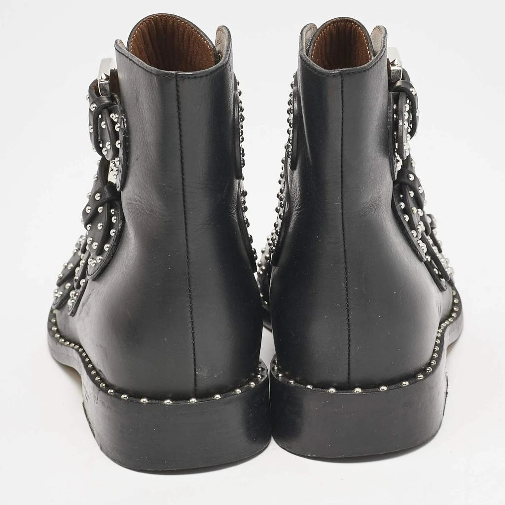 Givenchy Givenchy Black Leather Studded Buckle Detail Ankle Boots Size 37 5