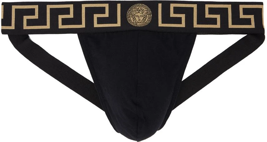 Versace Black Greca Border Jockstrap 1