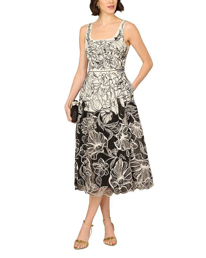 Aidan Mattox Embroidered Organza Midi Dress 4