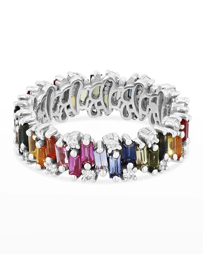Suzanne Kalan Alaia Rainbow Sapphire Eternity Ring Size 4-8 1