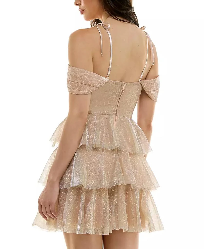 Emerald Sundae Juniors' Glitter Tiered Sleeveless Fit & Flare Dress 2