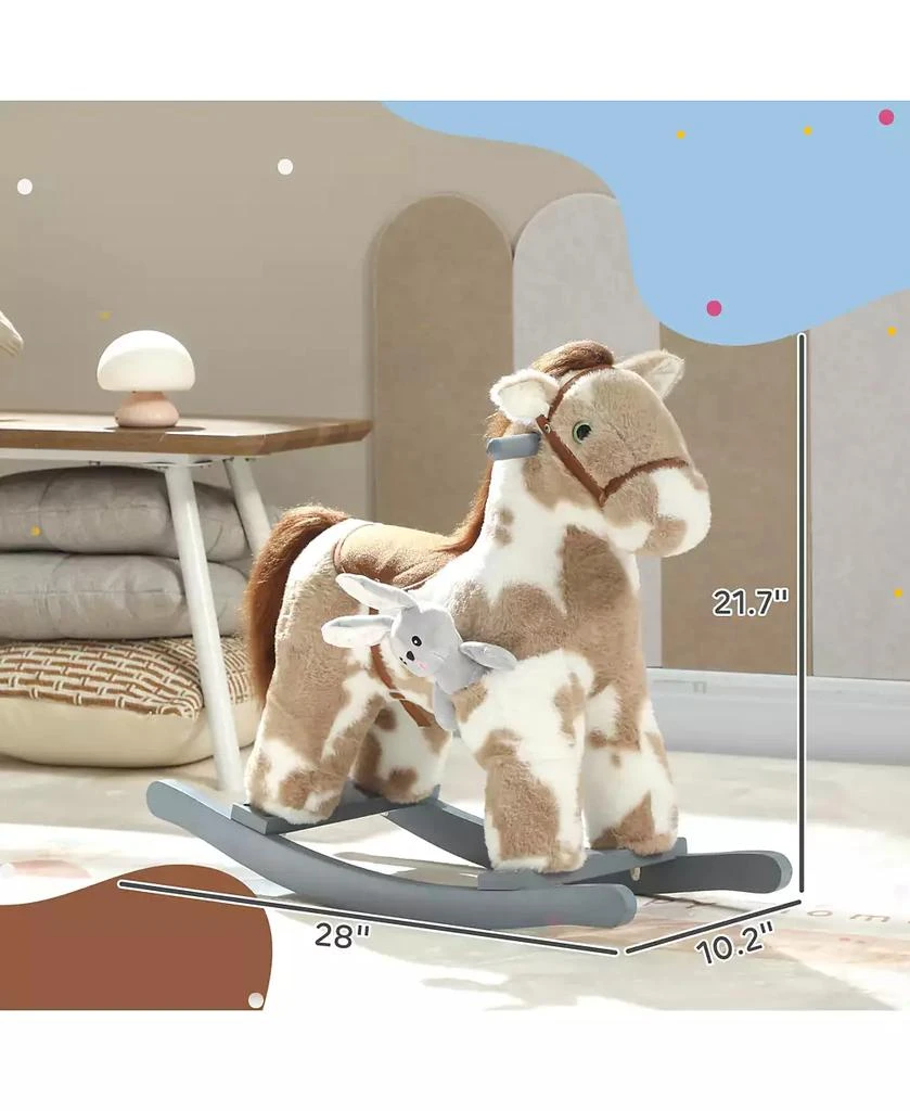 Qaba Rocking Horse, Kids Plush Animal Rocker with Realistic Neigh 3