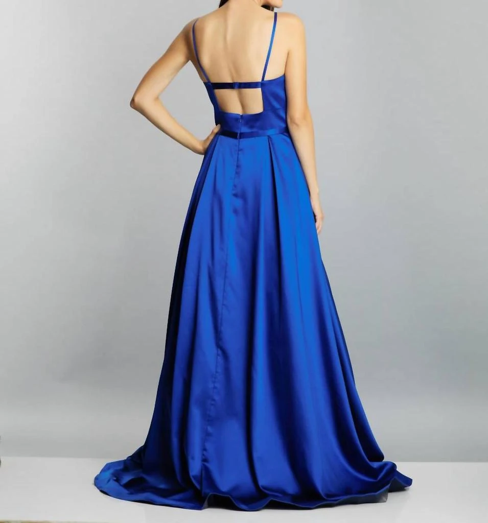 Dave & Johnny Satin Ballgown In Sapphire 2