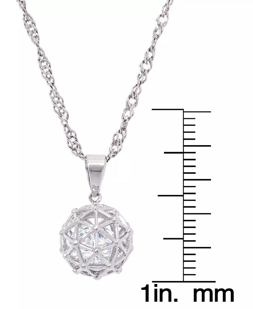 Macy's Cubic Zirconia Millennial Ball Pendant Necklace 16" in Silver Plate