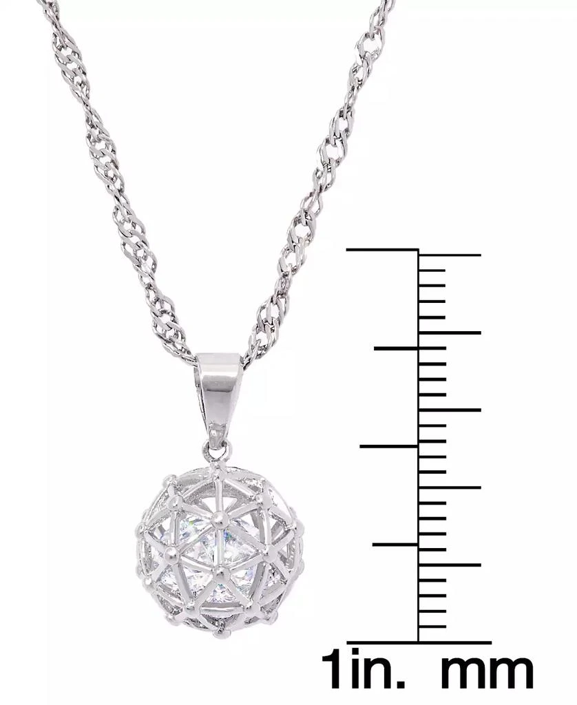 Macy's Cubic Zirconia Millennial Ball Pendant Necklace 16" in Silver Plate 2