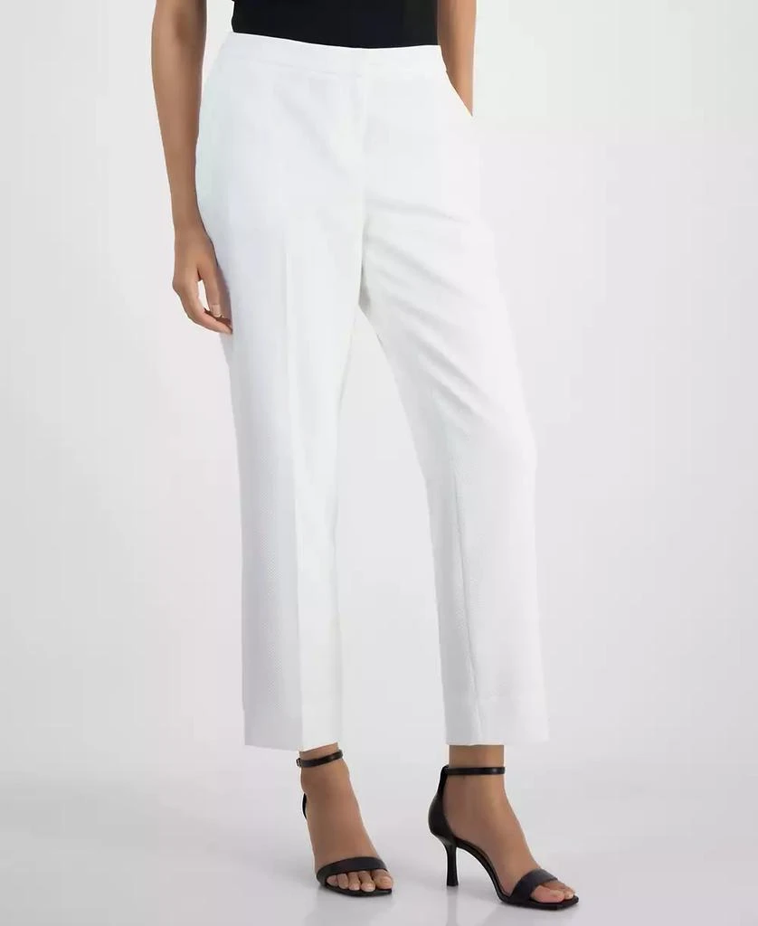 Kasper Women's Textured Fly-Front Elastic-Back Ankle Pants 3