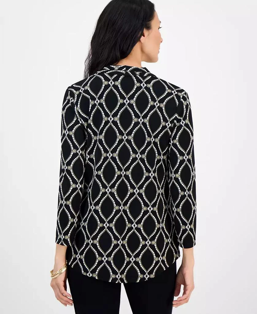 JM Collection Women's Printed 3/4 Sleeve V-Neck Knit Top, Exclusively at Macy's 4
