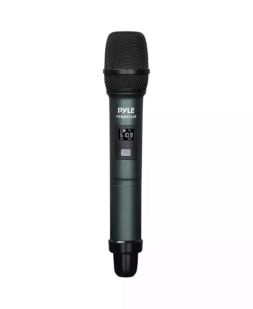Pyle UHF Wireless Microphone System - 4 Handheld Mics, 4-Channel Receiver, Rack-Mountable, Green