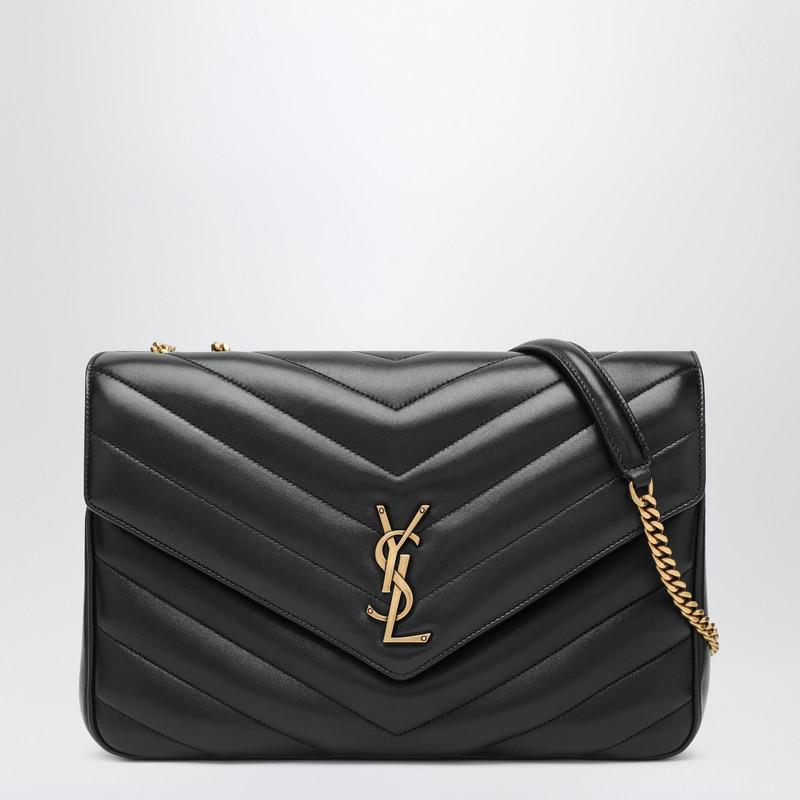 YSL ブラック レザーバック Yves Saint Laurent LouLou Large bag black in leather