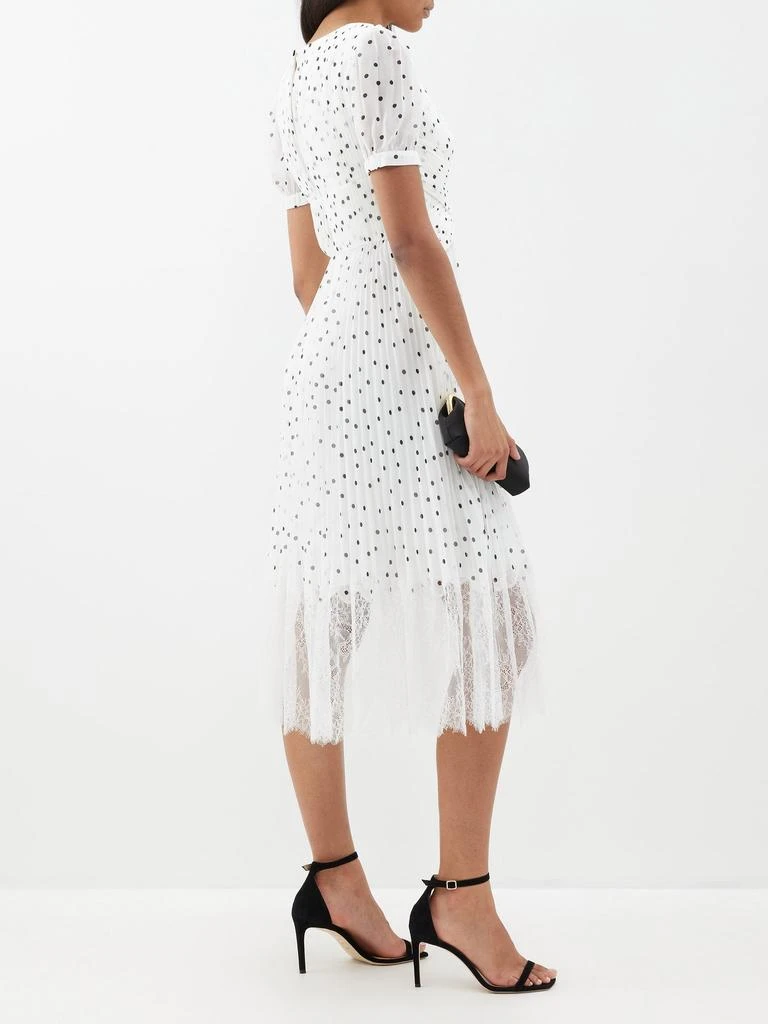 Self-Portrait Polka-dot pleated chiffon midi dress 2