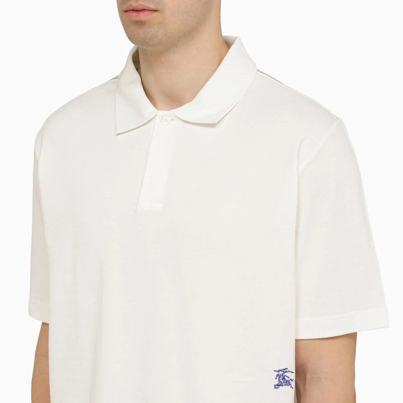 Burberry White cotton polo shirt with logo 4