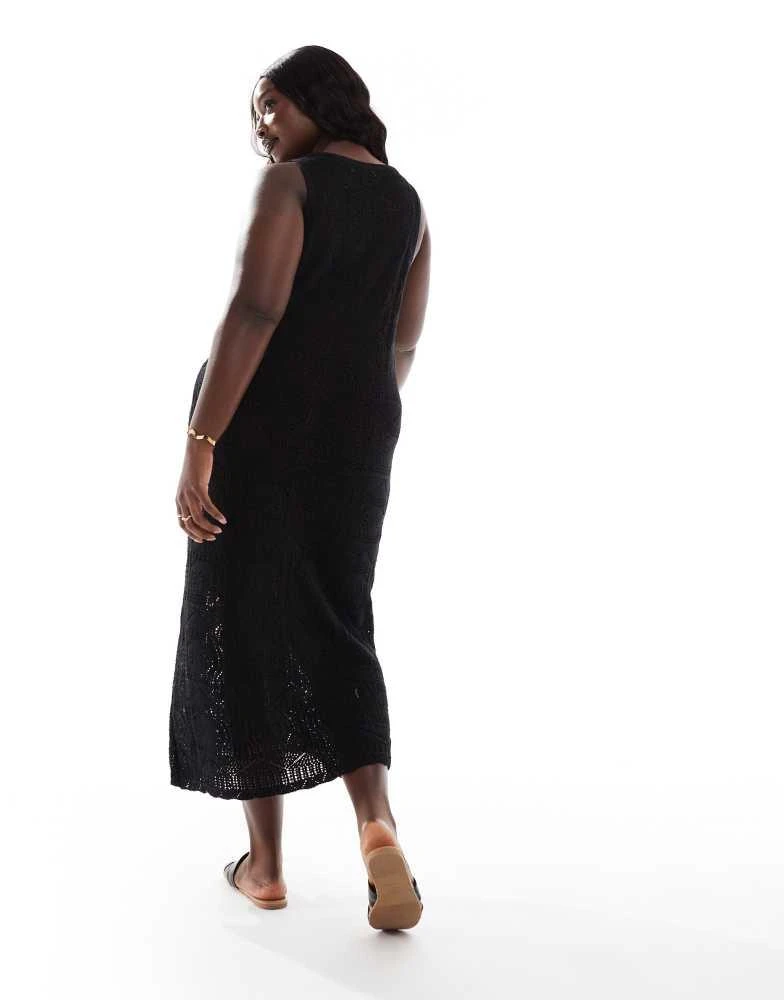 ONLY Curve ONLY Curve open knit maxi dress in black 4