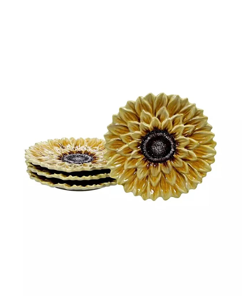 Certified International Sunset Sunflower 3-D Dessert Plates, Set of 4