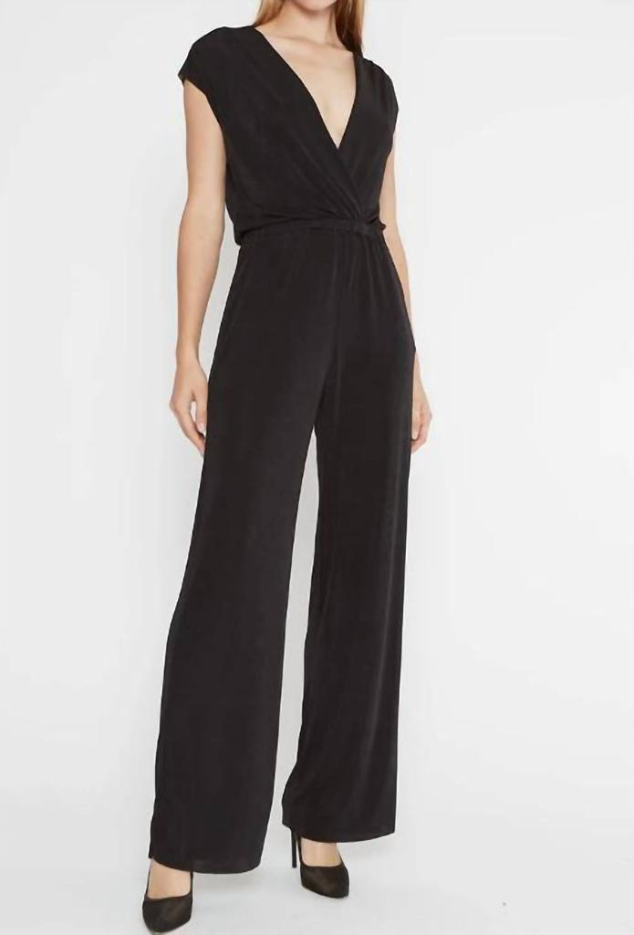 Vince Camuto Twist-Front Plunge Jumpsuit - Jumpsuits