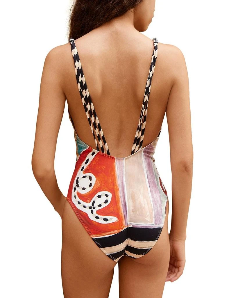 ALÉMAIS Michelle V Neck Patchwork Print Swimsuit 3