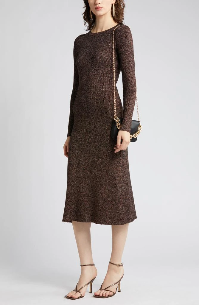 ZOE AND CLAIRE Metallic Long Sleeve Midi Sweater Dress 7