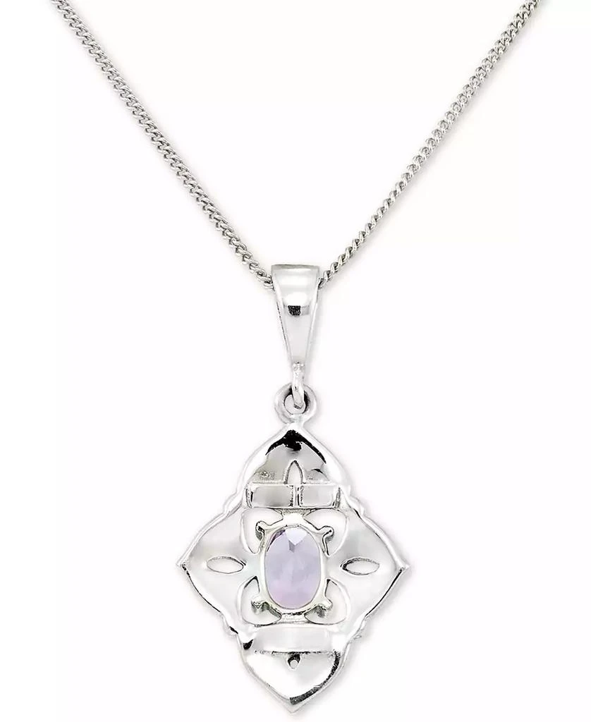 Macy's Amethyst (1/2 ct. t.w.) &  Marcasite Flower 18" Pendant Necklace in Sterling Silver 3