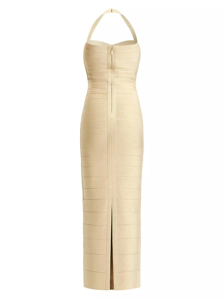 Herve Leger Iris Metallic Bandage Halter Gown 3