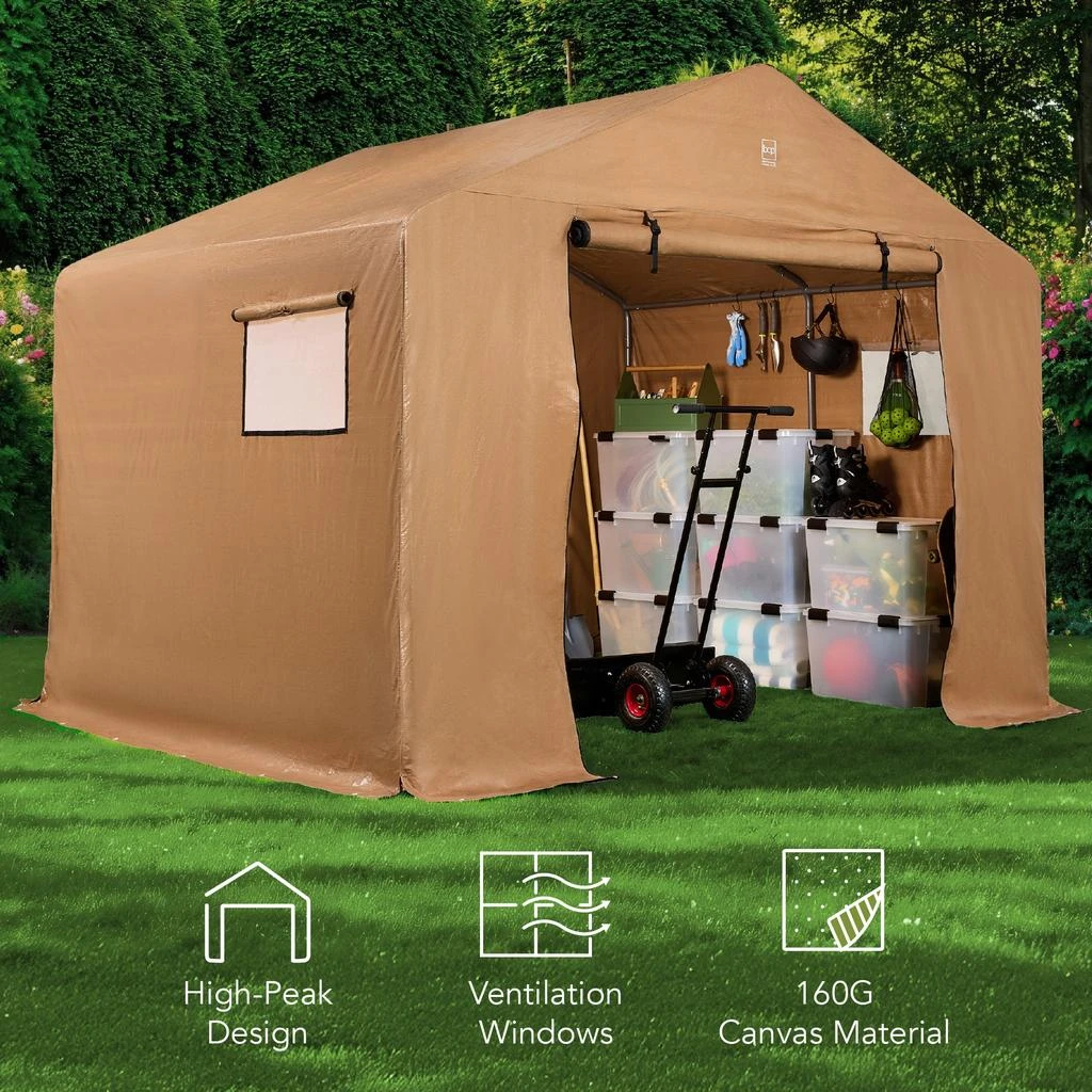 Best Choice Products 10x8ft Outdoor Fabric Storage Shed, Steel Frame, Dual Zipper Doors, Window 6