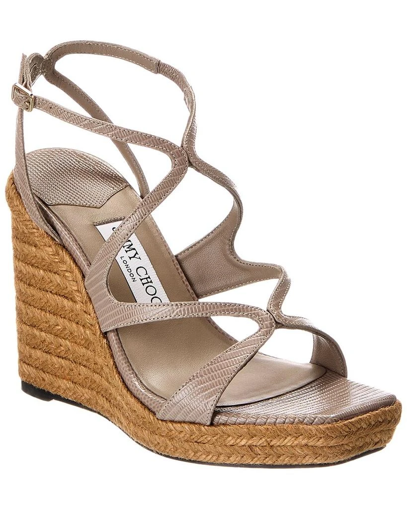 Jimmy Choo Ayla 110 Lizard-Embossed Leather Wedge Sandal 1