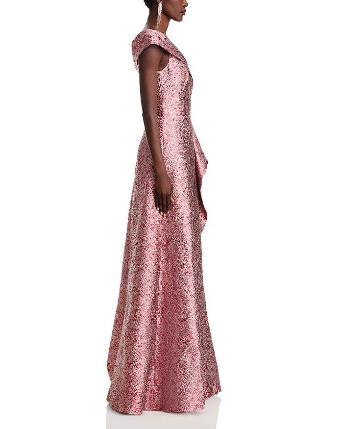 Teri Jon Jacquard One Shoulder Ruffle Gown 5