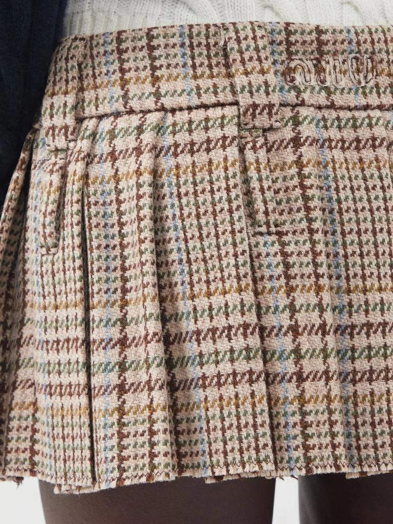 Miu Miu Pleated tartan-wool mini skirt 3
