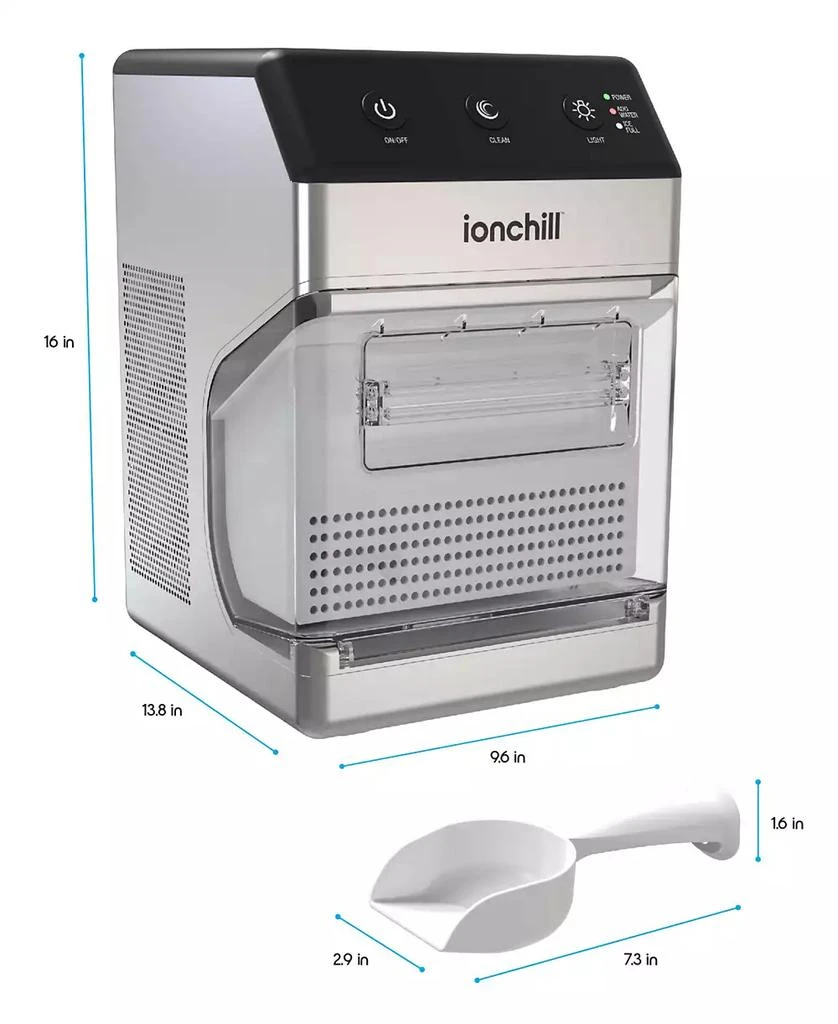 Tzumi ionchill QuickCube Nugget-Shaped Compact Countertop Ice Maker 8